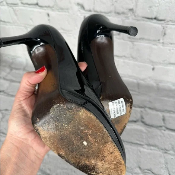 Stuart Weitzman Patent Leather Heels Size 7.5 Narrow Classic Black - Picture 6 of 12